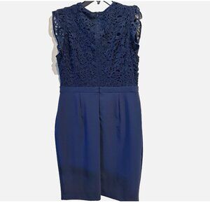 Phase Eight Lace Cocktail Dress Women's Size 12 Navy Blue Cap Sleeve Sheath New